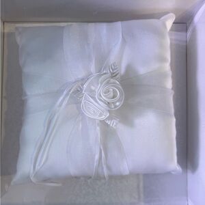 Elegant White Satin Ring Bearer Pillow